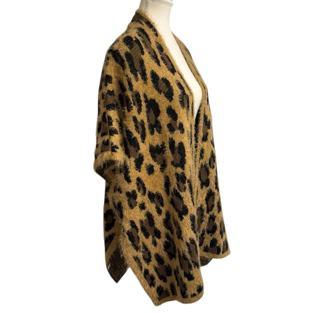 Leopard Animal Print‎ Fuzzy Kimono Cardigan Mob Wife Boho Oversized